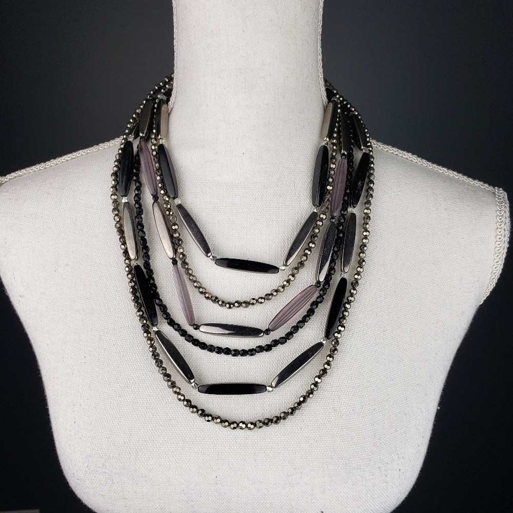 Black and Silver Statement Necklace